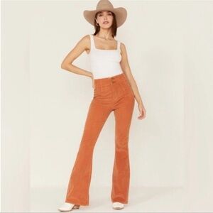 Free People We The Free Jayde Cord Flare Corduroy Pants Jeans Orange sz 30 NWT